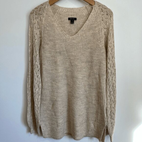 RW&CO. Delicate V Neck Knit Crochet Balloon Long Sleeve Tunic Sweater S Dainty - Picture 13 of 13